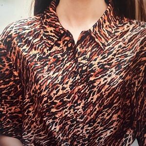 Sandro Printed Silk Shirt